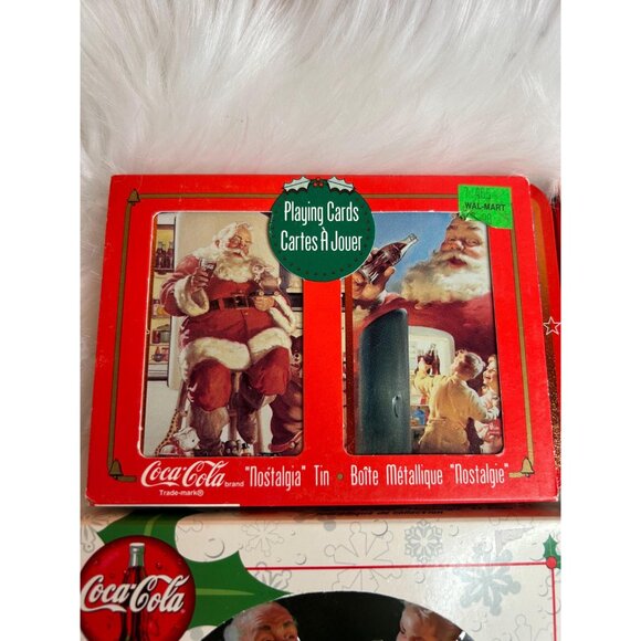 Christmas Santa clause Coca Colaplaying cards Tins- new MISSING one card deck - Picture 5 of 8